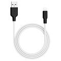 USB кабель HOCO X21 Plus Silicone Lightning 8-pin, 2.4А, 1м, силикон (белый/черный) - фото