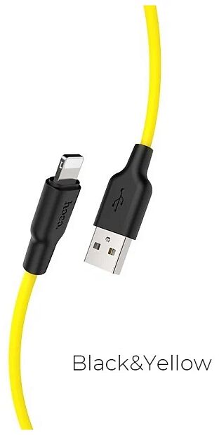 USB кабель HOCO X21 Plus Silicone Lightning 8-pin, 2.4А, 1м, силикон (желтый/черный) - 4