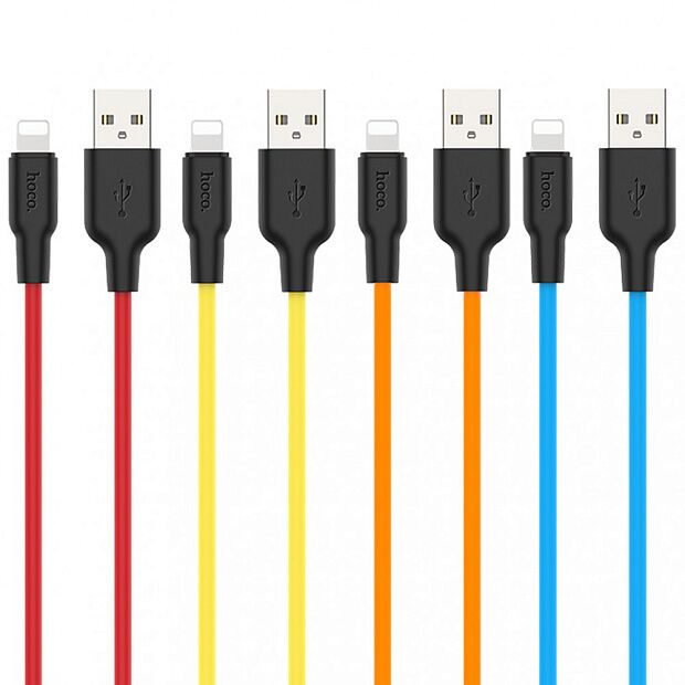 USB кабель HOCO X21 Plus Silicone Lightning 8-pin, 2.4А, 1м, силикон (желтый/черный) - 3