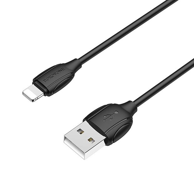 USB кабель BOROFONE BX19 Benefit Lightning 8-pin, 2.4A, 1м, PVC (черный) - 1